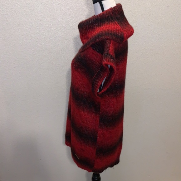 Michael Kors red striped wool blend sleeveless cowl neck sweater - Picture 5 of 8